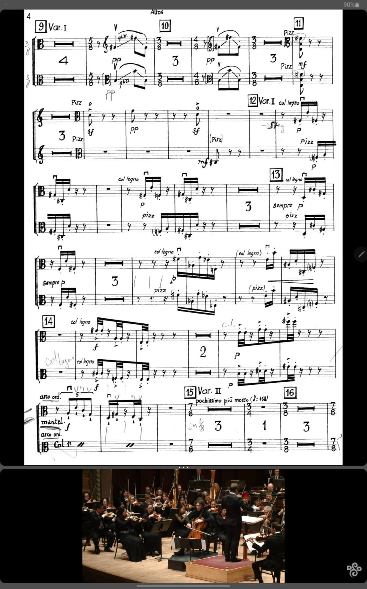 Sheet music and videos on a tablet computer - Shared screen (Android multi window aka split screen)