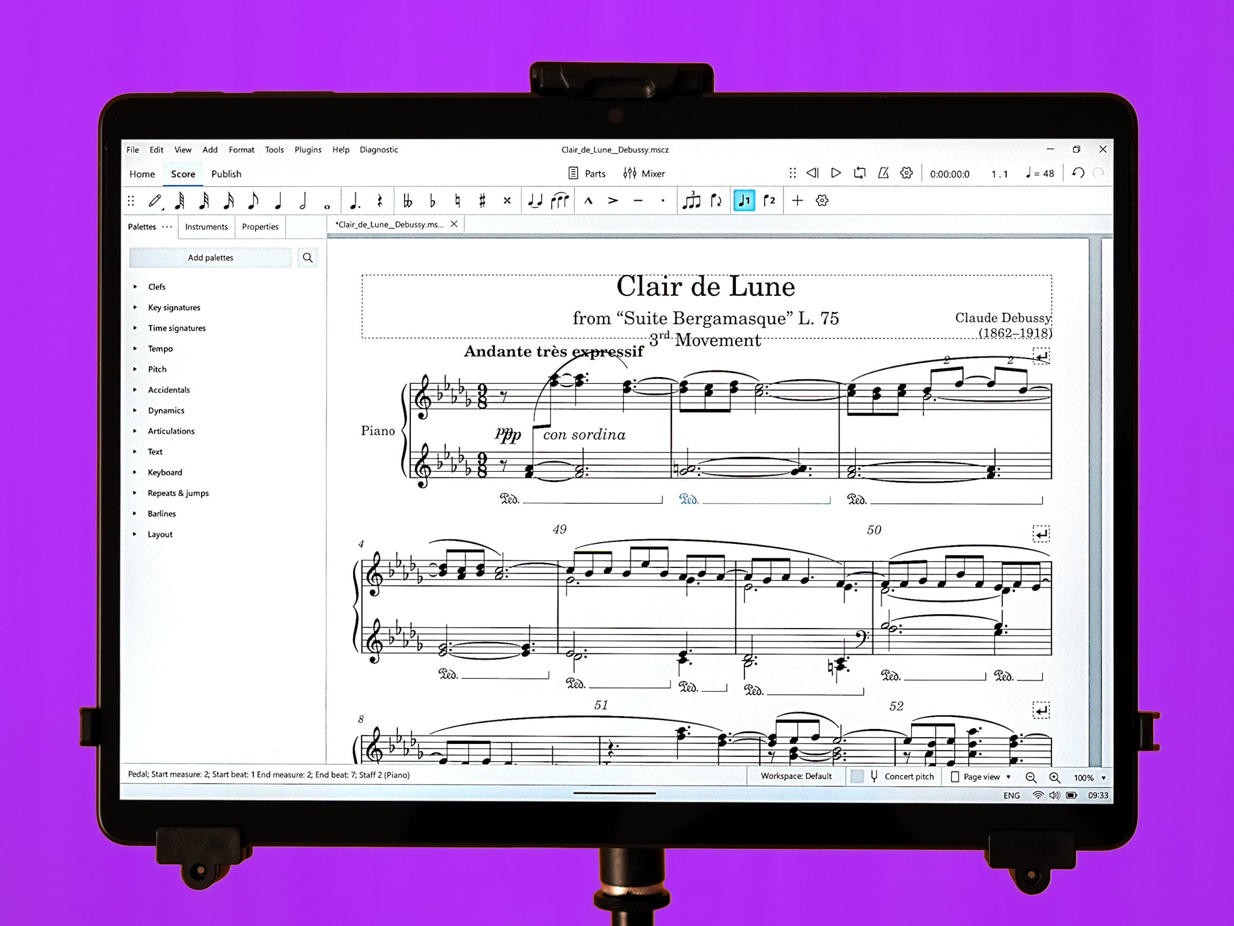 Microsoft Surface Pro with sheet music (Windows tablet, music scores)