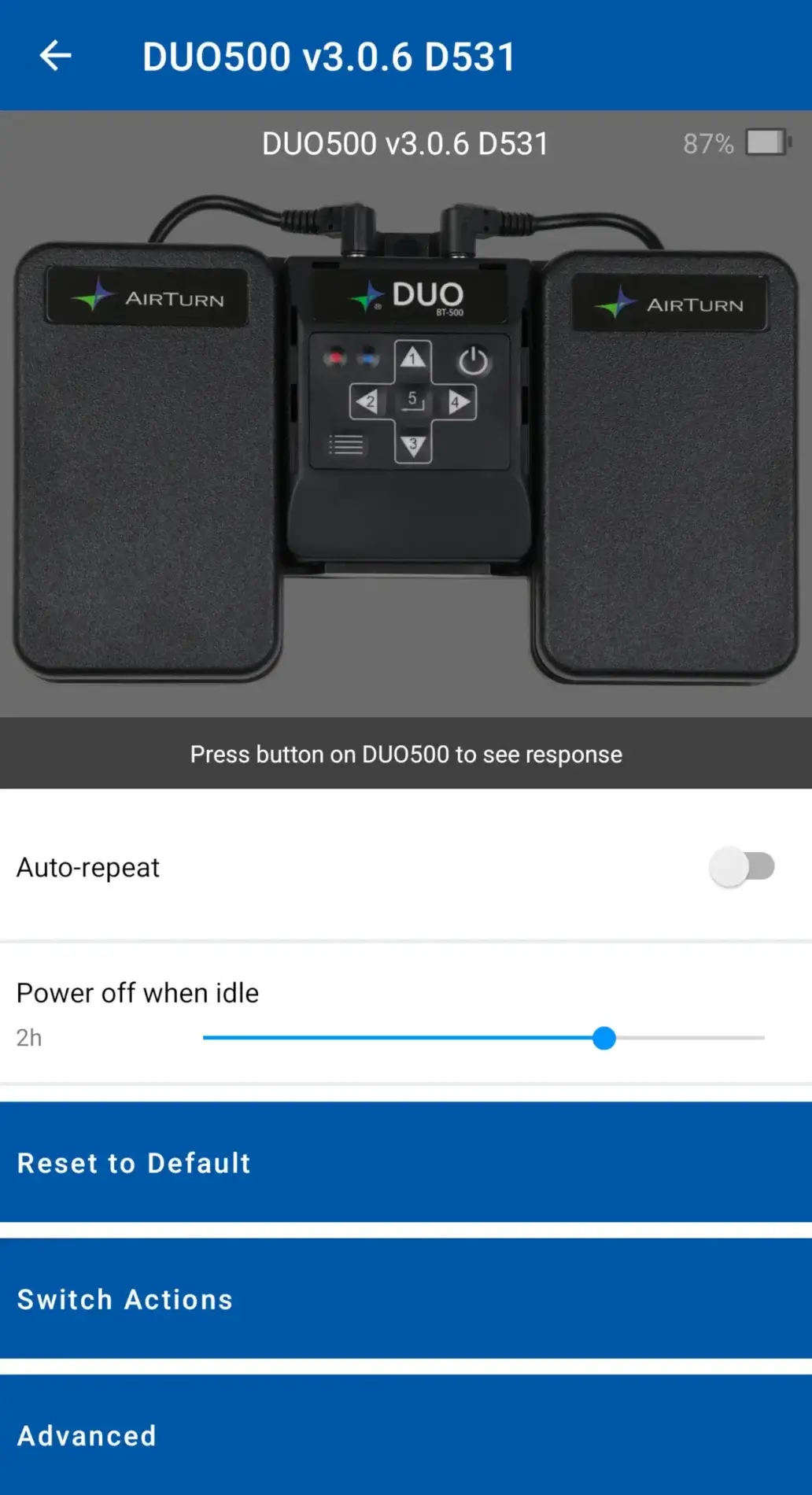 Pedal for turning pages on tablets (iPad) or mobile phone - AirTurn Duo 500 - Android or Apple App